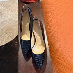 Black Croc-Embossed Pointed Toe Heels
Like New! Worn once
